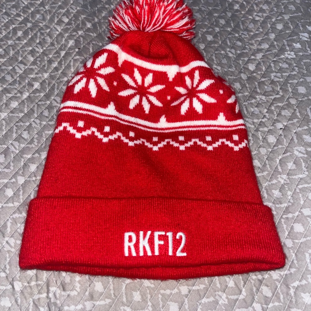 Festive Red Snowflake Kids Beanie